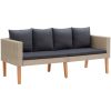 Loungegrupp för trädgården med dynor 2 delar konstrotting beige vidaXL – miniatyr 5