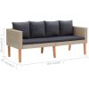 Loungegrupp för trädgården med dynor 2 delar konstrotting beige vidaXL – miniatyr 10