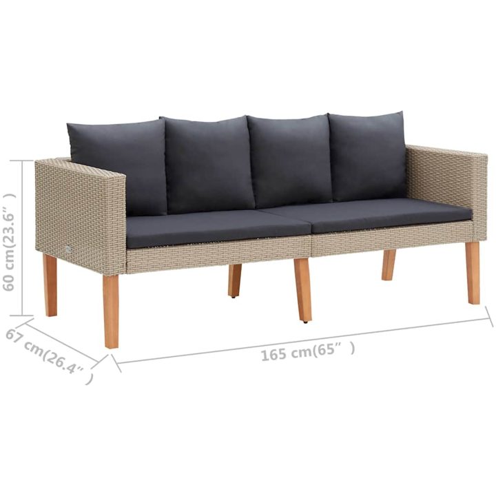 Loungegrupp för trädgården med dynor 2 delar konstrotting beige vidaXL – bild 10