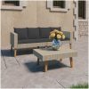 Loungegrupp för trädgården med dynor 2 delar konstrotting beige vidaXL – miniatyr 1
