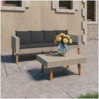 Loungegrupp för trädgården med dynor 2 delar konstrotting beige vidaXL