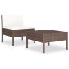 Loungegrupp för trädgården med dynor 2 delar konstrotting brun vidaXL – miniatyr 2