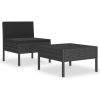 Loungegrupp för trädgården med dynor 2 delar konstrotting svart vidaXL – miniatyr 2