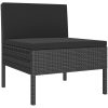 Loungegrupp för trädgården med dynor 2 delar konstrotting svart vidaXL – miniatyr 3
