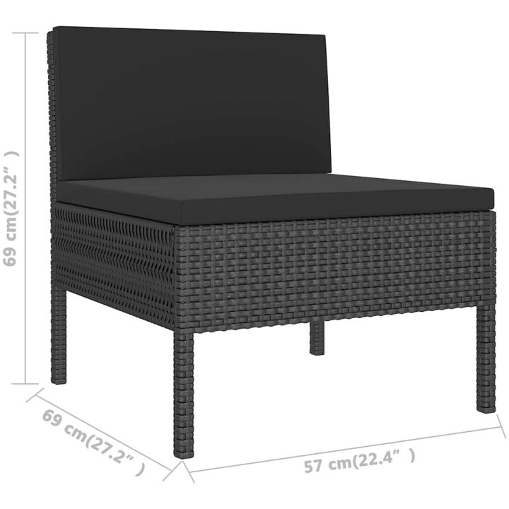 Loungegrupp för trädgården med dynor 2 delar konstrotting svart vidaXL – bild 5