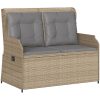 Loungegrupp för trädgården med dynor 3 delar konstrotting beige vidaXL 90 x 55 x 40/71 cm – miniatyr 3