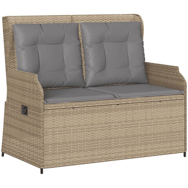 Loungegrupp för trädgården med dynor 3 delar konstrotting beige vidaXL 90 x 55 x 40/71 cm – bild 3