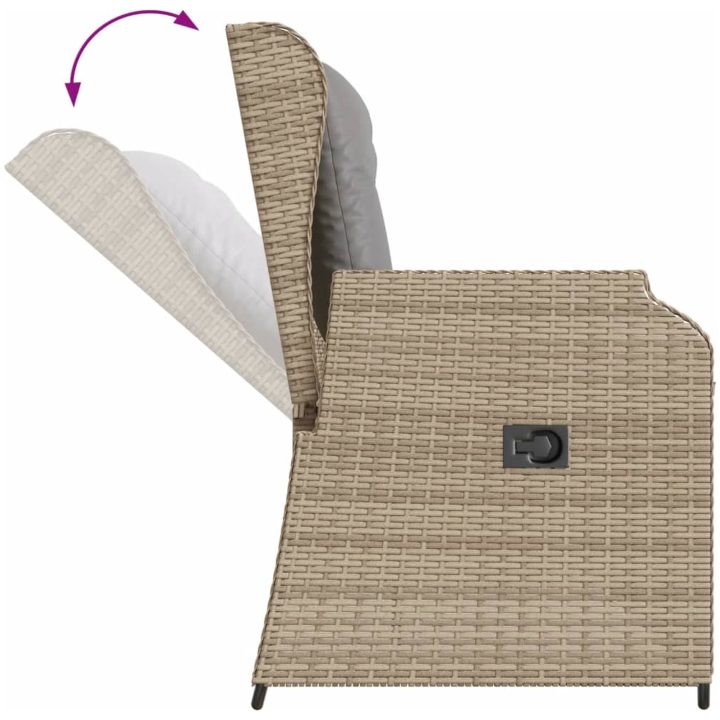 Loungegrupp för trädgården med dynor 3 delar konstrotting beige vidaXL 90 x 55 x 40/71 cm – bild 5