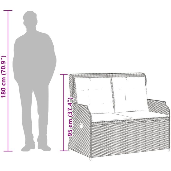 Loungegrupp för trädgården med dynor 3 delar konstrotting beige vidaXL 90 x 55 x 40/71 cm – bild 10