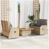 Loungegrupp för trädgården med dynor 3 delar konstrotting beige vidaXL 90 x 55 x 40/71 cm – miniatyr 1