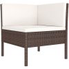 Loungegrupp för trädgården med dynor 3 delar konstrotting brun vidaXL – miniatyr 3