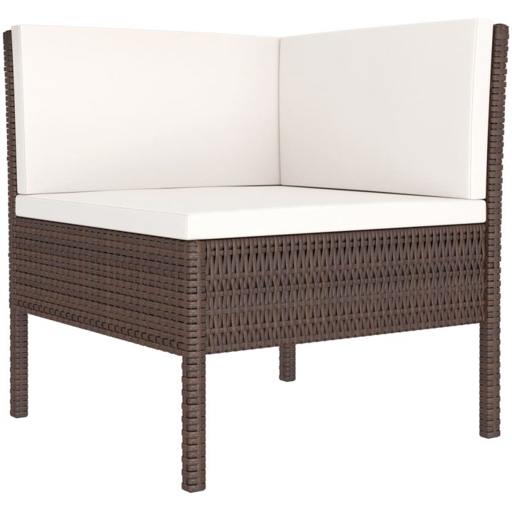 Loungegrupp för trädgården med dynor 3 delar konstrotting brun vidaXL – bild 3