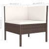 Loungegrupp för trädgården med dynor 3 delar konstrotting brun vidaXL – miniatyr 6