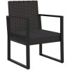 Loungegrupp för trädgården med dynor 3 delar svart konstrotting vidaXL – miniatyr 3