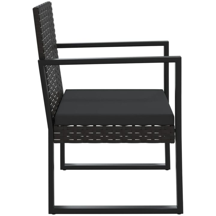 Loungegrupp för trädgården med dynor 3 delar svart konstrotting vidaXL – bild 5