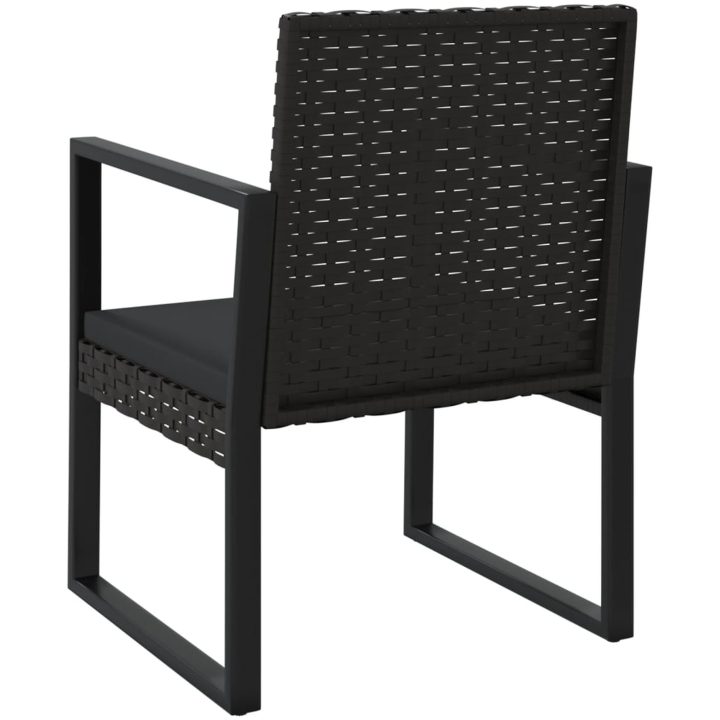 Loungegrupp för trädgården med dynor 3 delar svart konstrotting vidaXL – bild 6