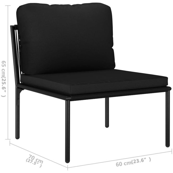 Loungegrupp för trädgården med dynor 3 delar svart PVC vidaXL – bild 12
