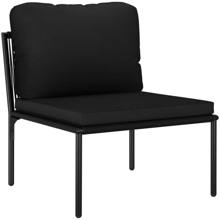 Loungegrupp för trädgården med dynor 3 delar svart PVC vidaXL – bild 7
