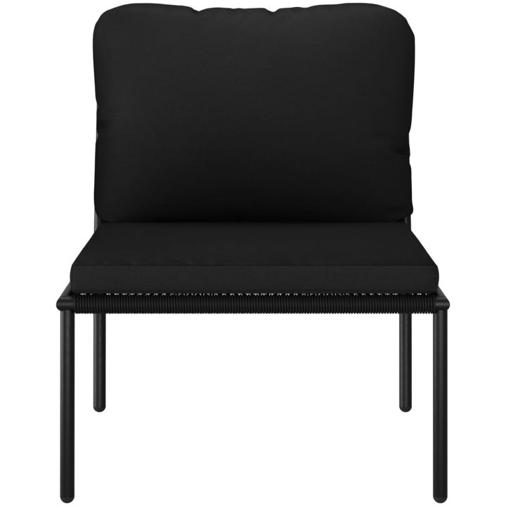 Loungegrupp för trädgården med dynor 3 delar svart PVC vidaXL – bild 8