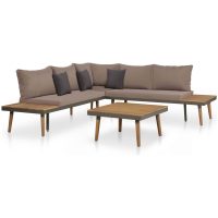 Loungegrupp för trädgården med dynor 4 delar akaciaträ brun vidaXL