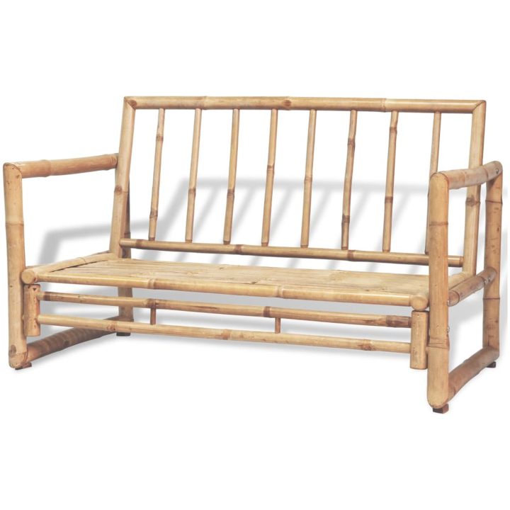 Loungegrupp för trädgården med dynor 4 delar bambu vidaXL – bild 4