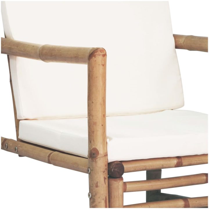 Loungegrupp för trädgården med dynor 4 delar bambu vidaXL – bild 8