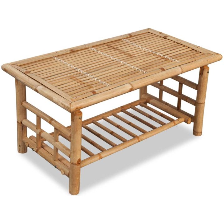 Loungegrupp för trädgården med dynor 4 delar bambu vidaXL – bild 9