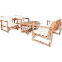 Loungegrupp för trädgården med dynor 4 delar bambu vidaXL