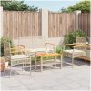 Loungegrupp för trädgården med dynor 4 delar konstrotting beige vidaXL – miniatyr 3