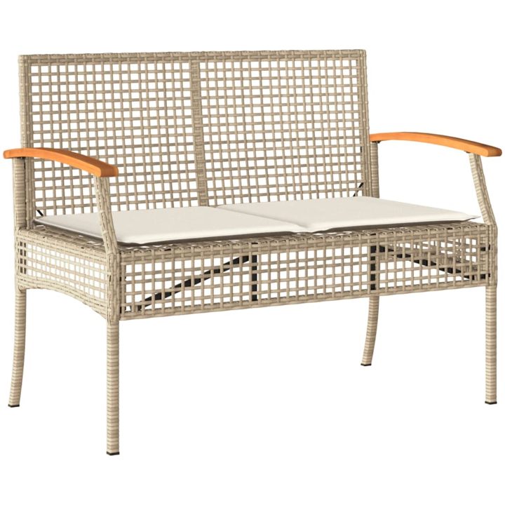 Loungegrupp för trädgården med dynor 4 delar konstrotting beige vidaXL – bild 4
