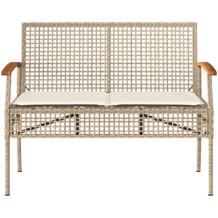 Loungegrupp för trädgården med dynor 4 delar konstrotting beige vidaXL – bild 5