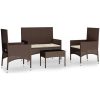 Loungegrupp för trädgården med dynor 4 delar konstrotting brun vidaXL – miniatyr 2