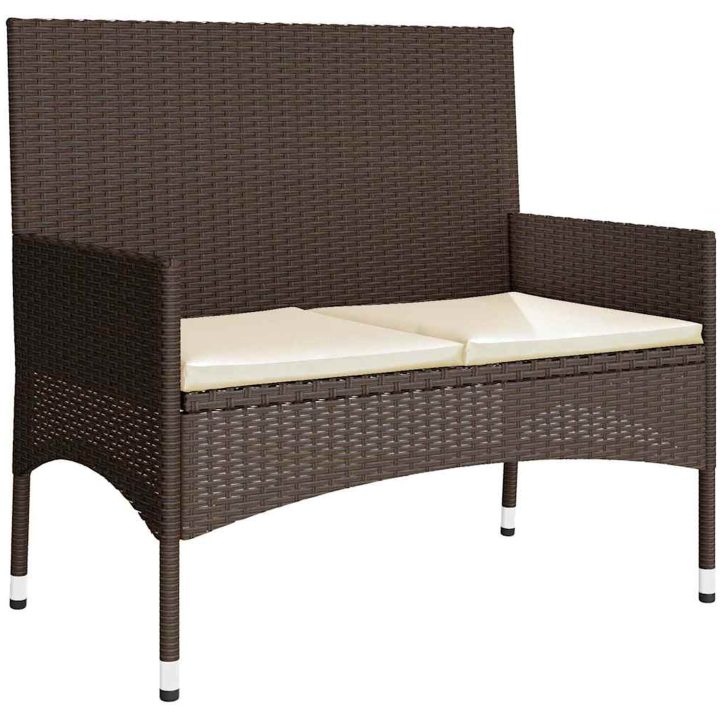 Loungegrupp för trädgården med dynor 4 delar konstrotting brun vidaXL – bild 10