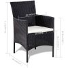 Loungegrupp för trädgården med dynor 4 delar konstrotting svart vidaXL – miniatyr 8