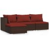 Loungegrupp för trädgården med dynor 4 delar konstrottning brun vidaXL – miniatyr 2