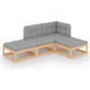 Loungegrupp för trädgården med dynor 4 delar massiv furu vidaXL – miniatyr 2