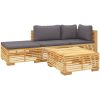 Loungegrupp för trädgården med dynor 4 delar massiv teak vidaXL – miniatyr 3