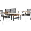 Loungegrupp för trädgården med dynor 4 delar svart konstrotting vidaXL – miniatyr 2
