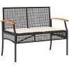 Loungegrupp för trädgården med dynor 4 delar svart konstrotting vidaXL – miniatyr 4
