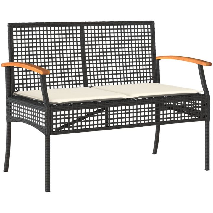 Loungegrupp för trädgården med dynor 4 delar svart konstrotting vidaXL – bild 4