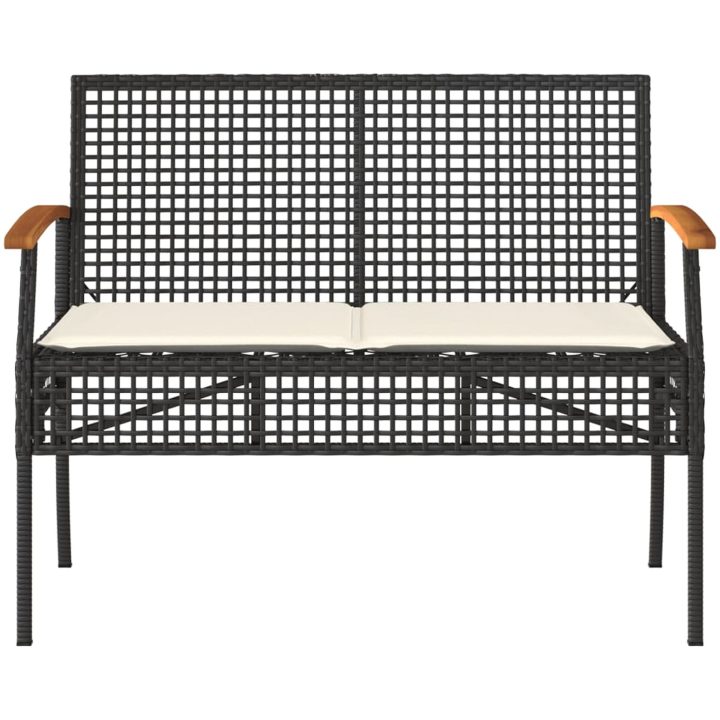 Loungegrupp för trädgården med dynor 4 delar svart konstrotting vidaXL – bild 5