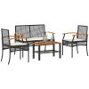 Loungegrupp för trädgården med dynor 4 delar svart konstrotting vidaXL – miniatyr 1