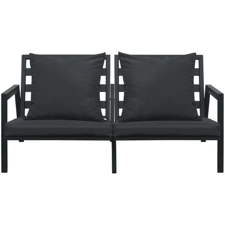 Loungegrupp för trädgården med dynor 5 delar aluminium mörkgrå vidaXL – bild 5