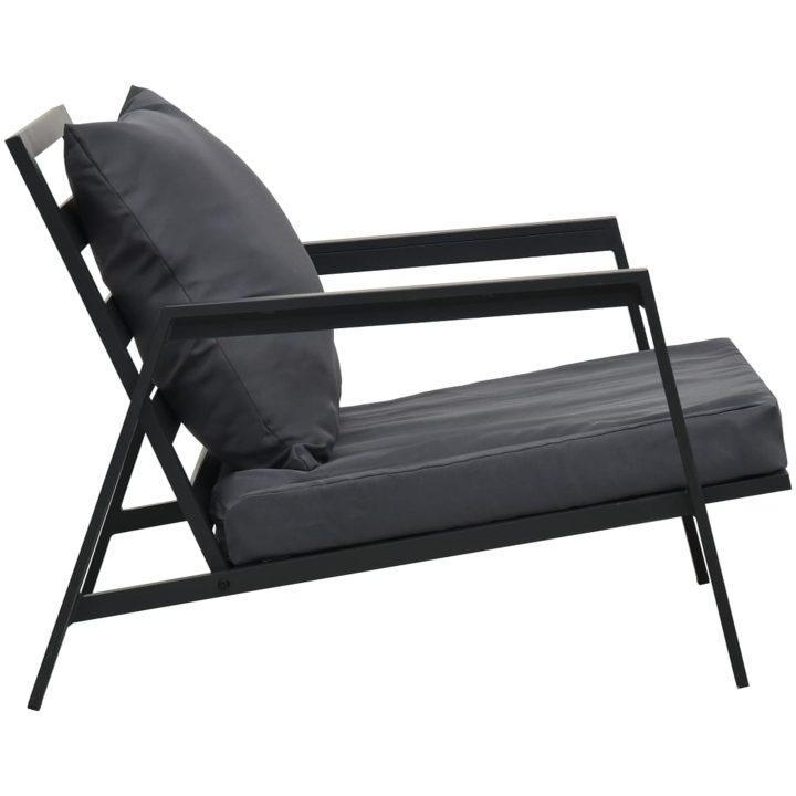 Loungegrupp för trädgården med dynor 5 delar aluminium mörkgrå vidaXL – bild 8