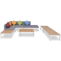 Loungegrupp för trädgården med dynor 5 delar aluminium WPC vidaXL