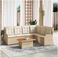 Loungegrupp för trädgården med dynor 5 delar konstrotting beige vidaXL