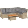 Loungegrupp för trädgården med dynor 5 delar konstrotting beige vidaXL – miniatyr 2