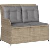 Loungegrupp för trädgården med dynor 5 delar konstrotting beige vidaXL – miniatyr 3