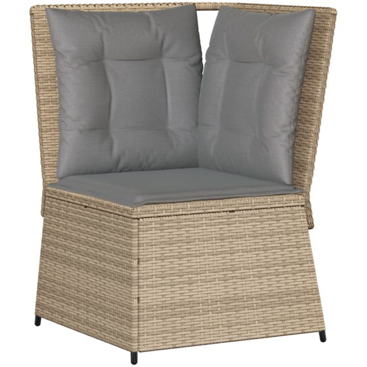 Loungegrupp för trädgården med dynor 5 delar konstrotting beige vidaXL – bild 5