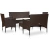 Loungegrupp för trädgården med dynor 5 delar konstrotting brun vidaXL – miniatyr 2